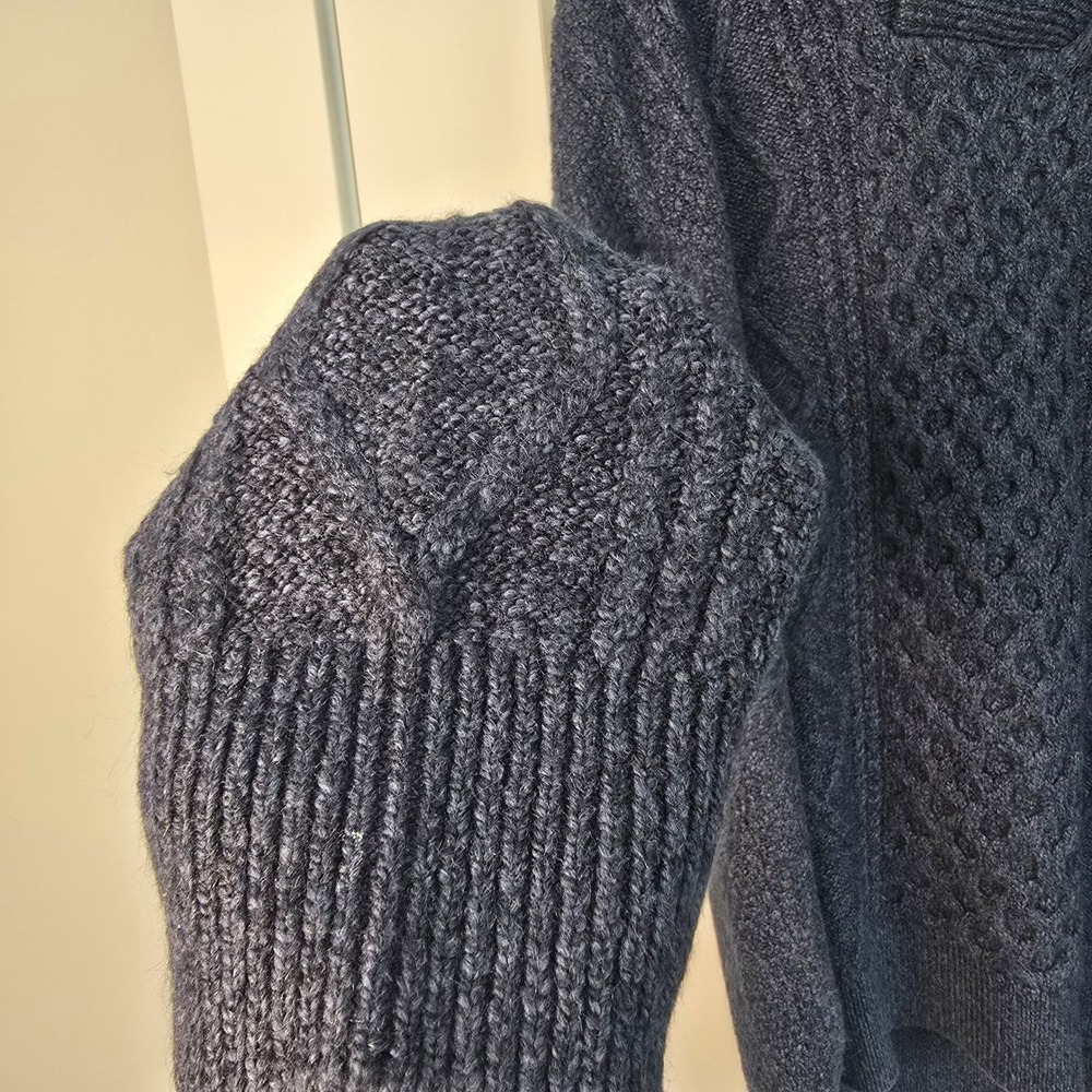 Wind River Mens XL Shawl‎ Collar Cable Knit Sweater Blue - Picture 5 of 14